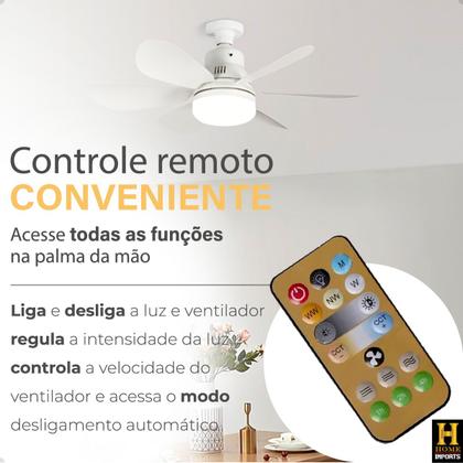 Imagem de Ventilador Lâmpada Super Led De Teto Silencioso 52 cm Bivolt 110v/220v 6 Pás Linha Premium
