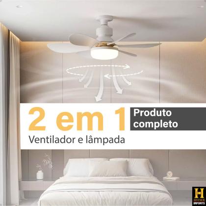 Imagem de Ventilador Lâmpada Super Led De Teto Silencioso 52 cm Bivolt 110v/220v 6 Pás Linha Premium