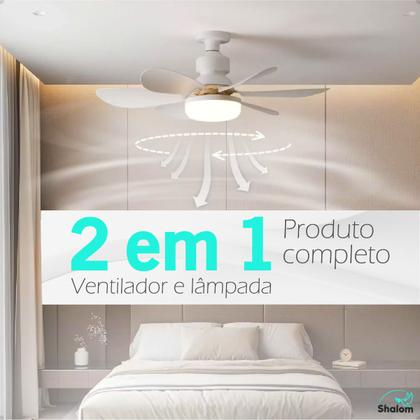 Imagem de Ventilador Luminária De Teto Com Controle Remoto 110v/220v Led Branco Premium