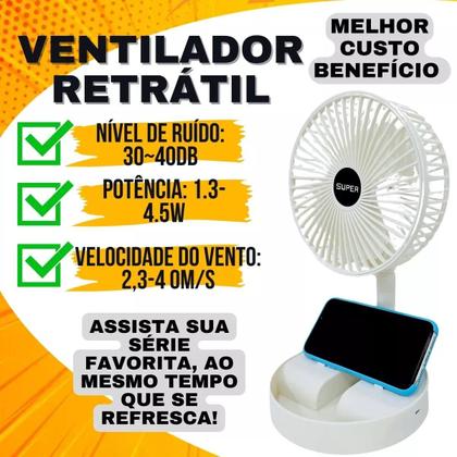 Imagem de Ventilador Mesa Mini Coluna Silencioso Portátil Recarregável