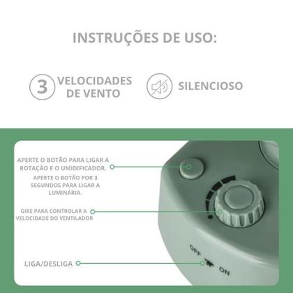 Imagem de Ventilador Mesa Recarregável - Função Umidificador E Luz Led