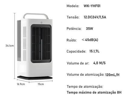 Imagem de Ventilador Mini Ar Condicionado Climatizador Bivolt Portátil Refrigerador 3 Velocidades Painel Touch Rotação Suporte Água Gelo Controle Remoto