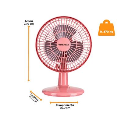Imagem de Ventilador Mini Turbo 20cm Ventimais Rose e Prata 220V