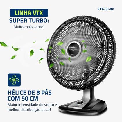 Imagem de Ventilador Mondial Turbo 50cm VTX-50-8P Preto - 127V