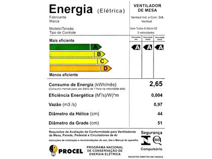 Imagem de Ventilador Osc Mesa Turbo 6 50cm 6 Pás - 220v - Preto/azul