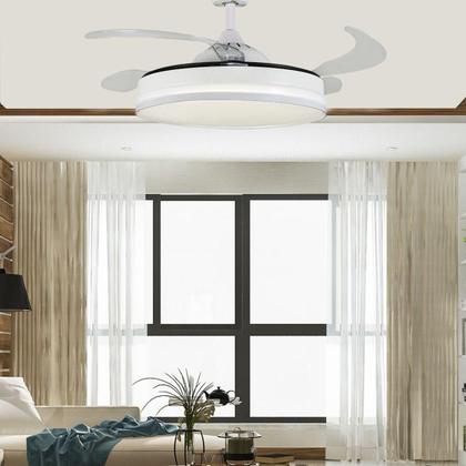 Imagem de Ventilador Pás Retratil Teto Controle Remoto Fresh Wind Led Multicor 36W Branco