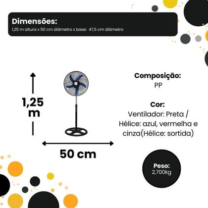 Imagem de Ventilador Pedestal Coluna 60w Potencia 5 Pás 110v 50 Cm 60hz Preto 220v Plástico