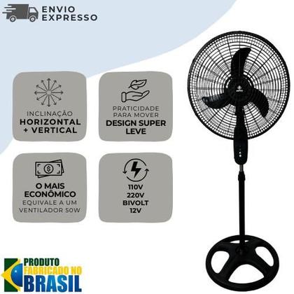 Imagem de Ventilador Pedestal Coluna Ajustável 45cm 3 Velocidades12v Bivolt