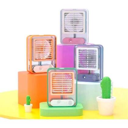 Imagem de Ventilador Portátil de Mesa Mini Ar Condicionado Umidificador Climatizador Pode Colocar Água Luz Led