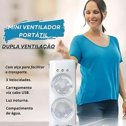 Imagem de Ventilador Portátil Duplo USB com Luz Ambiente