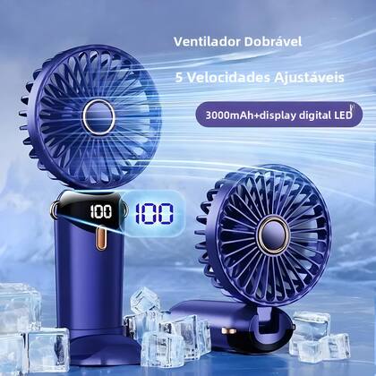 Imagem de Ventilador Portátil Mini Sem Fio Recarregável USB De 5000mAh Com Suporte Para Celular, 5