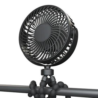 Imagem de Ventilador Portátil USB Recarregável Para Carrinho De Bebê Com Clipe De Tripé Flexível Para Viagem,