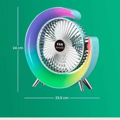 Imagem de Ventilador Recarregável com Luz RGB, Perfeito para Casa e Escritório!