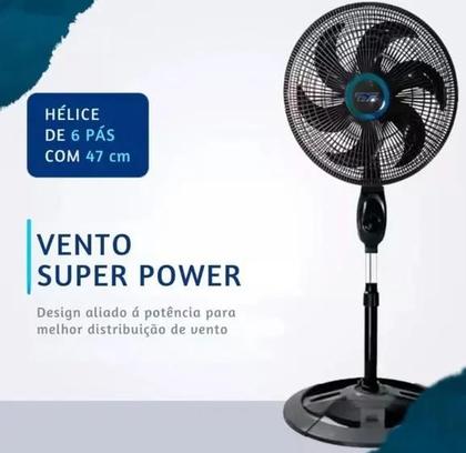 Imagem de Ventilador Solaris 6 Pás 75w Preto Tyf C Diâmetro 45 Cm 127v FS1608 Ventilador Pedestal