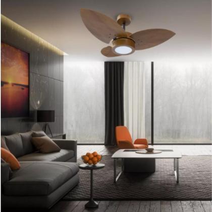 Imagem de Ventilador Teto Madeira Marrom 3Pás 220v Led 3000k+Controle