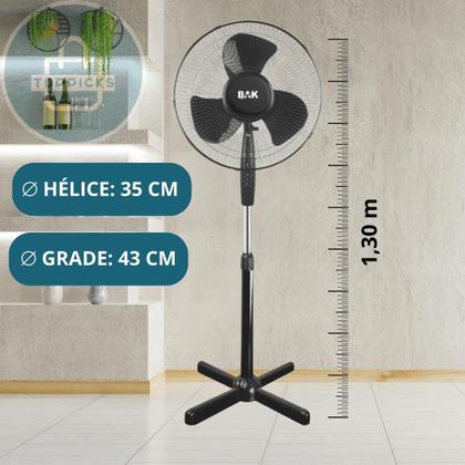 Imagem de Ventilador Tipo Pedestal Coluna 3 Velocidades 110V Altura Ajustável Com 3 Pás Ventilador Potente e Silencioso