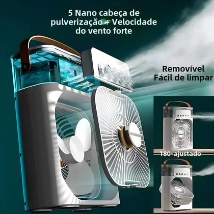 Imagem de Ventilador, Umidificador e Luminária Portátil 3 em 1 com LED - Ideal para Escritório
