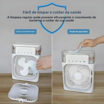 Imagem de Ventilador, Umidificador e Luminária Portátil 3 em 1 com LED - Ideal para Escritório