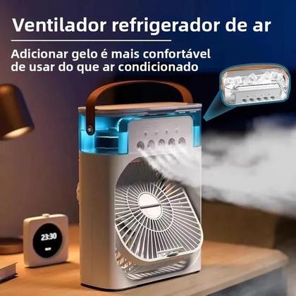 Imagem de Ventilador, Umidificador e Luminária Portátil 3 em 1 com LED - Ideal para Escritório