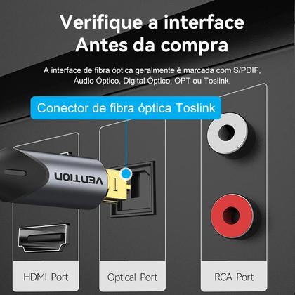 Imagem de Vention Cabo Óptico Áudio 90º Fibra Toslink Spdif 1,5 Metro