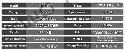 Imagem de Ventoinha Cooler 40X40X10Mm 24V Radial Creality Ender 3 30Cm