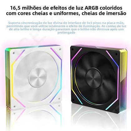 Imagem de Ventoinha De Resfriamento Para Gabinete De Computador 12CM ARGB Ice Whale IW-4MAX Prism 7PRO Espelho