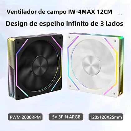 Imagem de Ventoinha De Resfriamento Para Gabinete De Computador 12CM ARGB Ice Whale IW-4MAX Prism 7PRO Espelho