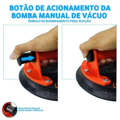 Imagem de Ventosa Profissional Sucção Vácuo Vidro Mármore 200kg Metal