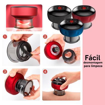 Imagem de Ventosa Visor Digital Recarregável Para Massagem Muscular Massoterapia Velocidade Ajustável