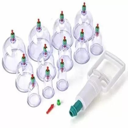 Imagem de Ventosaterapia kit 12 ventosas copos massoterapia chines acumputura terapia succao estetica
