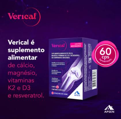 Imagem de Verical resveratrol kit c/2 cxs c/60 cprs cada + cálcio ossos fortes + vitamina d3 + k2 + manésio