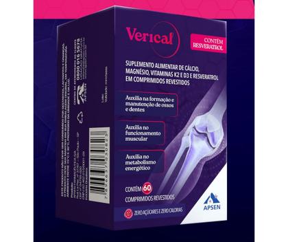 Imagem de Verical resveratrol kit c/2 cxs c/60 cprs cada + cálcio ossos fortes + vitamina d3 + k2 + manésio