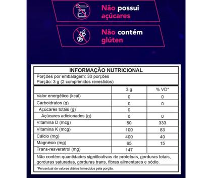 Imagem de Verical resveratrol kit c/2 cxs c/60 cprs cada + cálcio ossos fortes + vitamina d3 + k2 + manésio