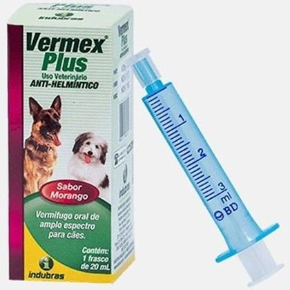 Imagem de Vermex Plus 20ml Sabor Morango Cães e Gatos - Indubras