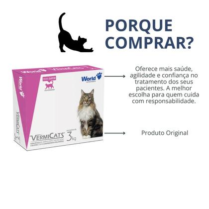 Imagem de Vermicats Vermífugo para Gatos 3Kg C/ 4 Comprimidos World