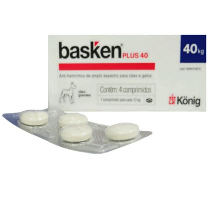 Imagem de Vermífugo Basken Plus 40 p/ Cães e Gatos 1 comp. para cada 10Kg cx c/ 4 comp. Kit c/ 5