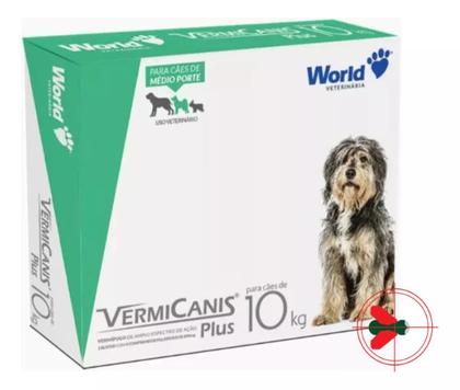 Imagem de Vermífugo P/ Cães 10kg Vermicanis Plus 800mg World C/4 Comprimidos