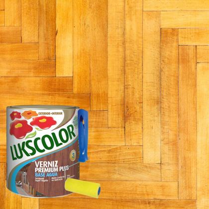 Imagem de Verniz Base Água 900ml Madeira Lukscolor + Rolinho Espuma 9cm