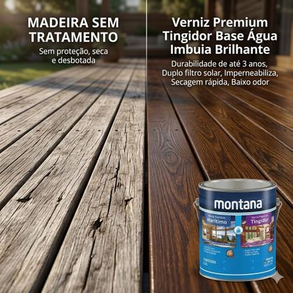 Imagem de Verniz Base Água Tingidor Imbuia Brilhante 3,6L Montana para Madeira