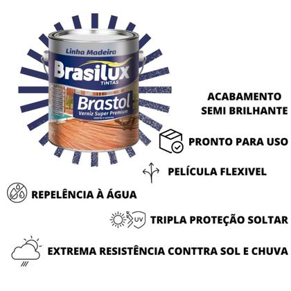 Imagem de Verniz Brastol Incolor Acetinado GL - 3.6L - Brasilux