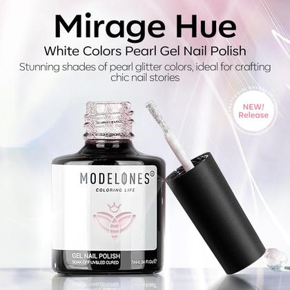 Imagem de Verniz de unhas em gel Modelones Shine White 15mL Glitter Pearl