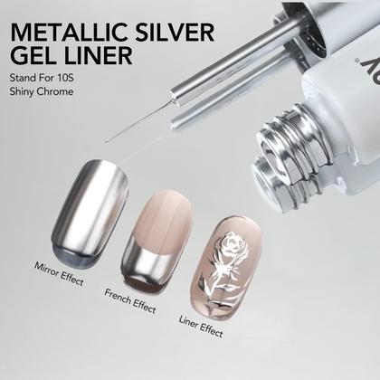 Imagem de Verniz em Gel GAOY Chrome Silver 8ml - Efeito Espelhado 3D
