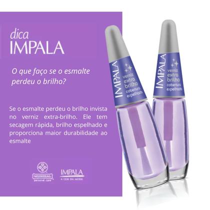 Imagem de Verniz Extra Brilho Esmalte Cobertura Espelhada 7,5ml Impala