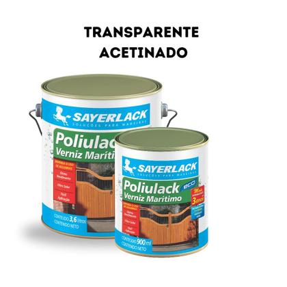 Imagem de Verniz Marítimo Base Água Transparente Acetinado Poliulack 3,6L Sayerlack