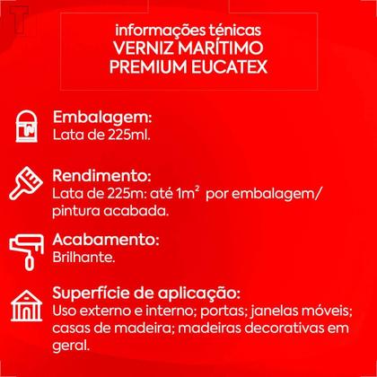 Imagem de Verniz maritimo premium eucatex brilhante incolor 225ml