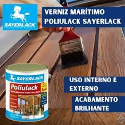 Imagem de Verniz Marítimo Transparente Brilhante Poliulack 900ml Sayerlack