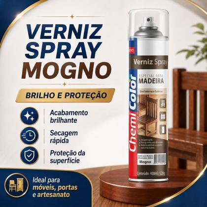 Imagem de Verniz Mogno 400ml Para Madeira Acabamento Brilhante