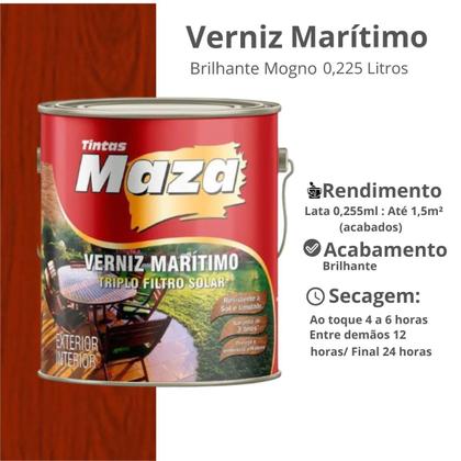 Imagem de Verniz Mogno Brilhante 0,225mL P/ Madeira MAZA