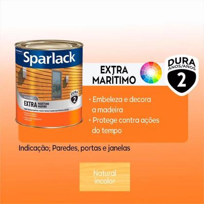 Imagem de Verniz Natural Brilhante Sparlack Extra Marítimo Incolor 900ml Protege Madeira Porta Janela Sofa