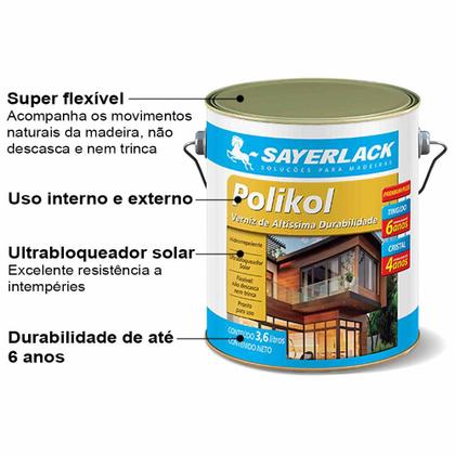 Imagem de Verniz Polikol Sayerlack Brilhante 3,6l Madeira Cor Mogno